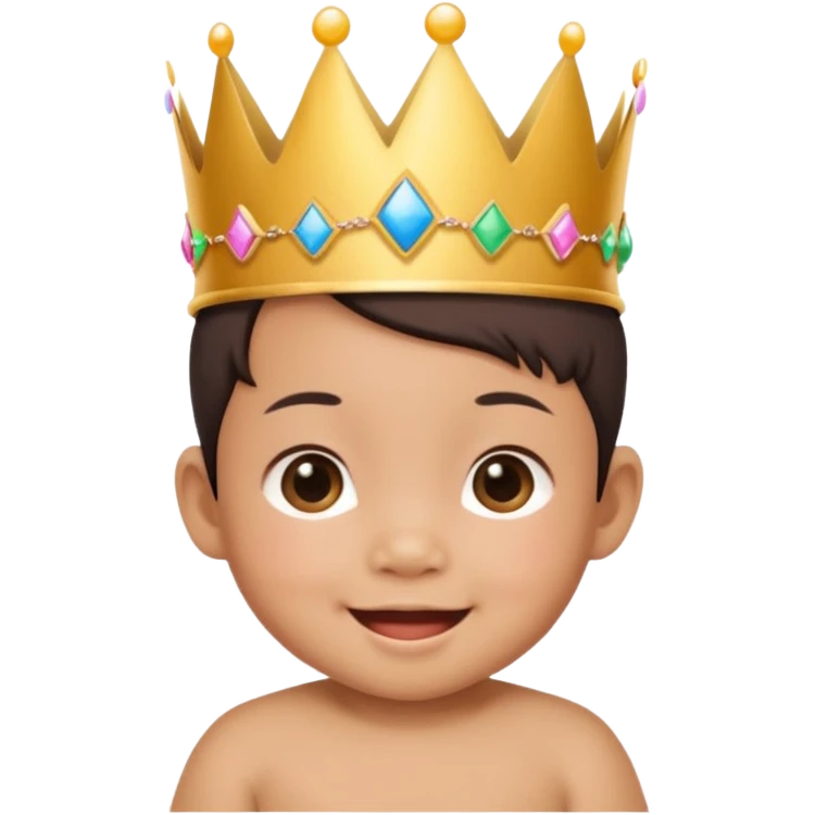asian baby wearing birthday crown emoji