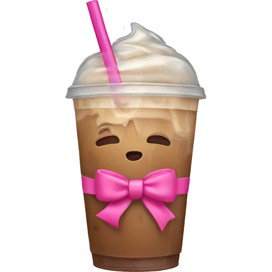 iced coffee with pink bow emoji