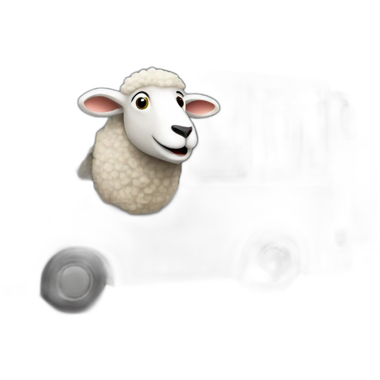 Sheep driving a modern bus emoji