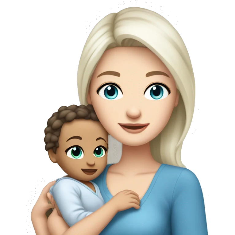 mom holding newborn baby girl with blue eyes white skin dark hair and white skin newborn white girl baby emoji