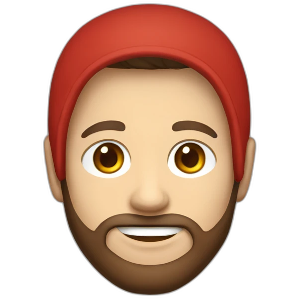 white dude smiling with a brown beard and short brown hair with a red hooded hoodie with "Posh" embroidered on the hoodie emoji