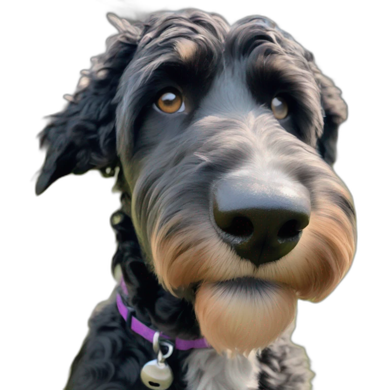 black aussie doodle wearing neck cone of shame  emoji