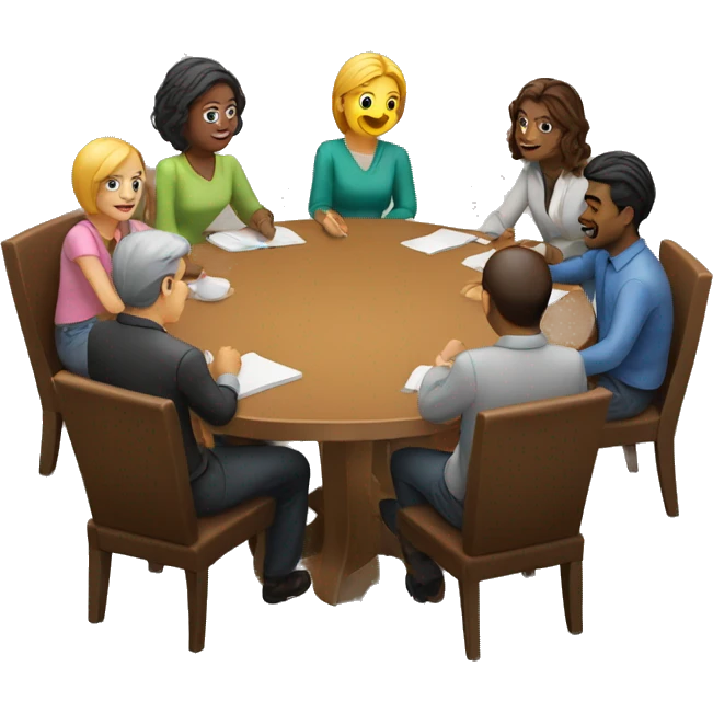 8 people sitting around a rounded table emoji