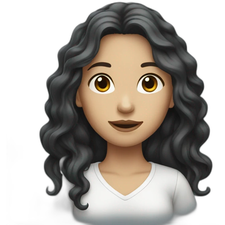 female, white, long dark wavy hair emoji