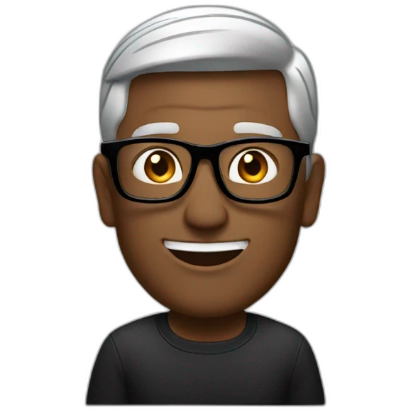 tim cook with a black macbook pro emoji