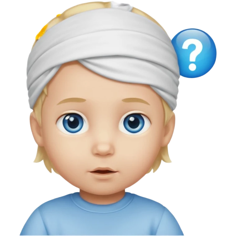 Caucasian blond hair blue eyed baby with a genius sign over it’s head emoji