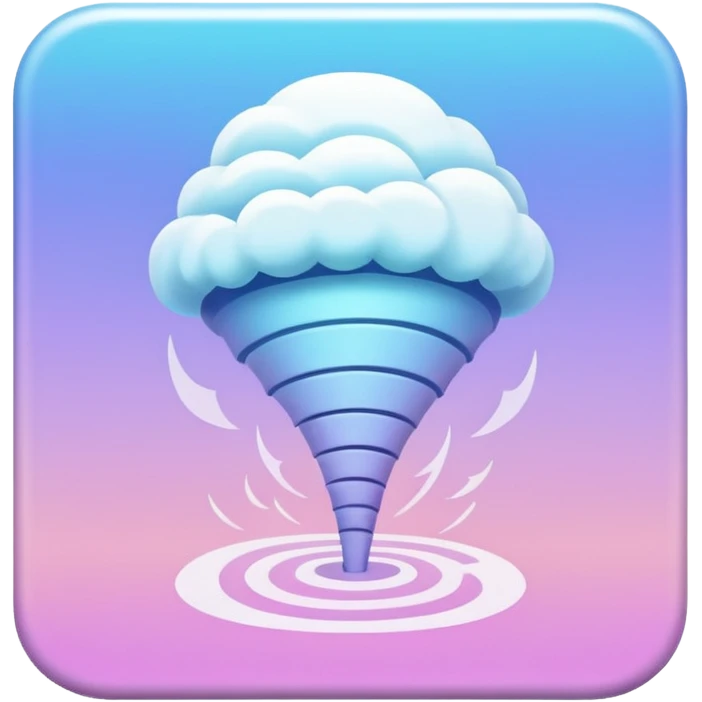 a Tiny compressed Stylized tornado symbol inside a pastel gradient white square icon emoji