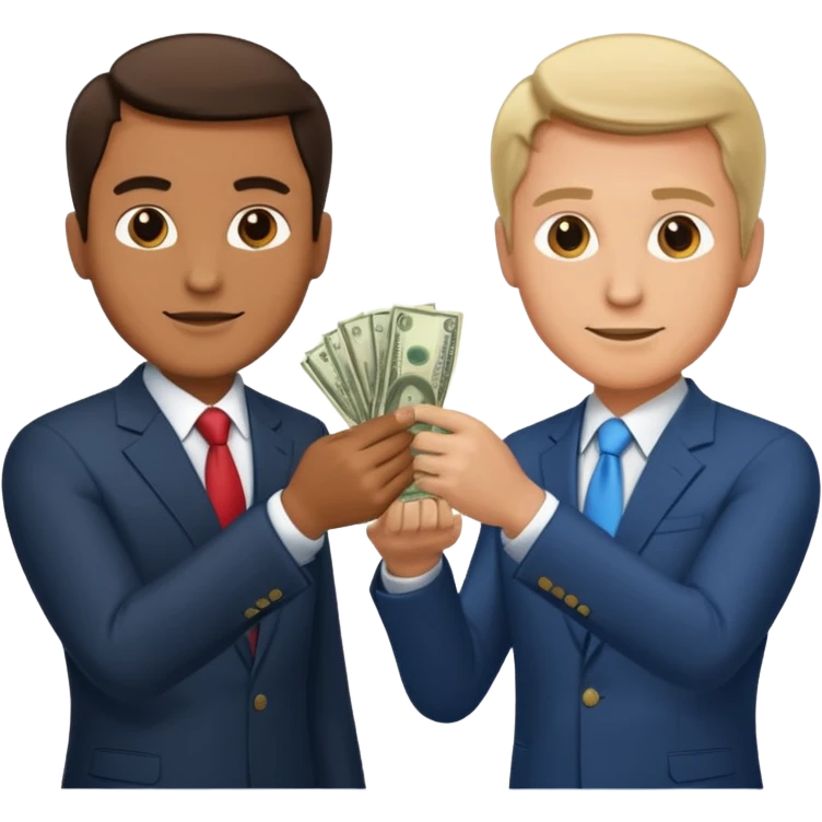 money exchanging between two men (one is a business man and one is a politician) emoji