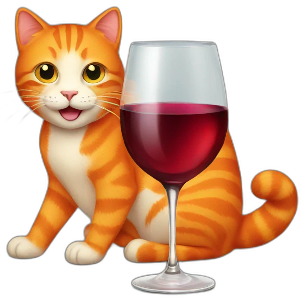 orange cat holding a glass of wine emoji
