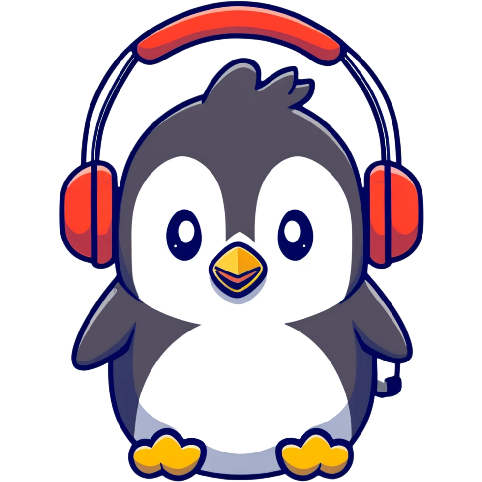Penguin wearing headphones  emoji