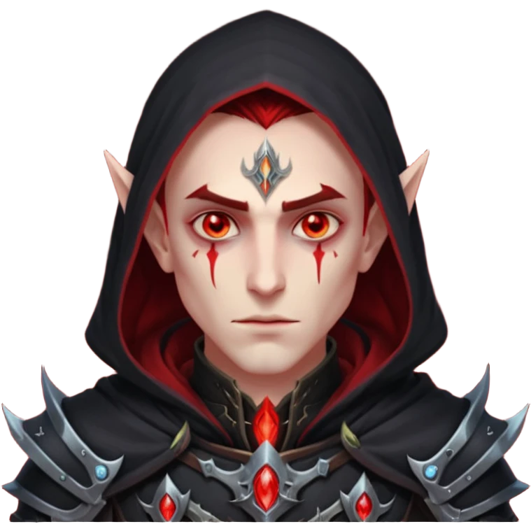 Blood elf deathKight glowing red eyes all clocked in darkness male emoji