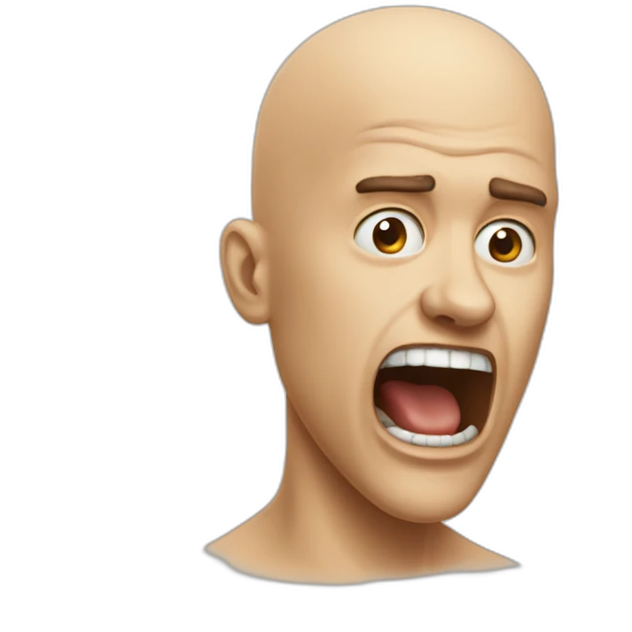 scream mad bald emoji
