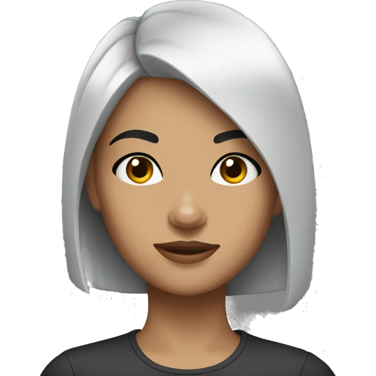 girl with black hair and eyebrow cut emoji