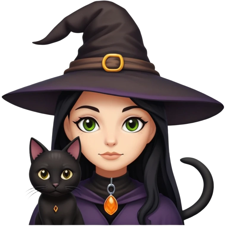 Witch with cat companion emoji