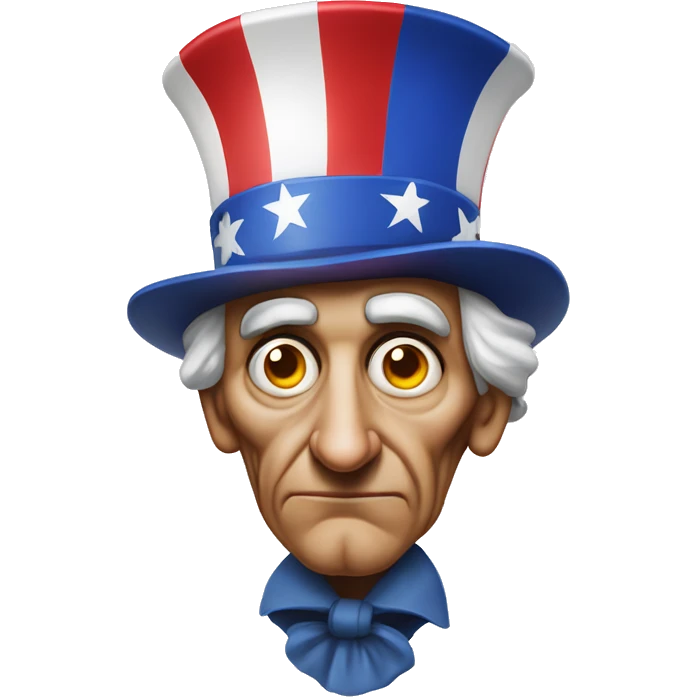 Uncle Sam with pitiful eyes photorealistic serious emoji