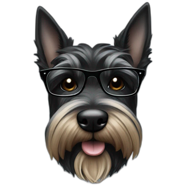 Scottish terrier black in suit and glasses emoji