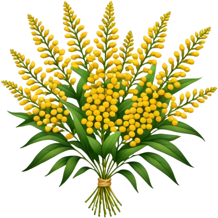 big bouquet Goldenrod, luxuriant, stem, leaf emoji