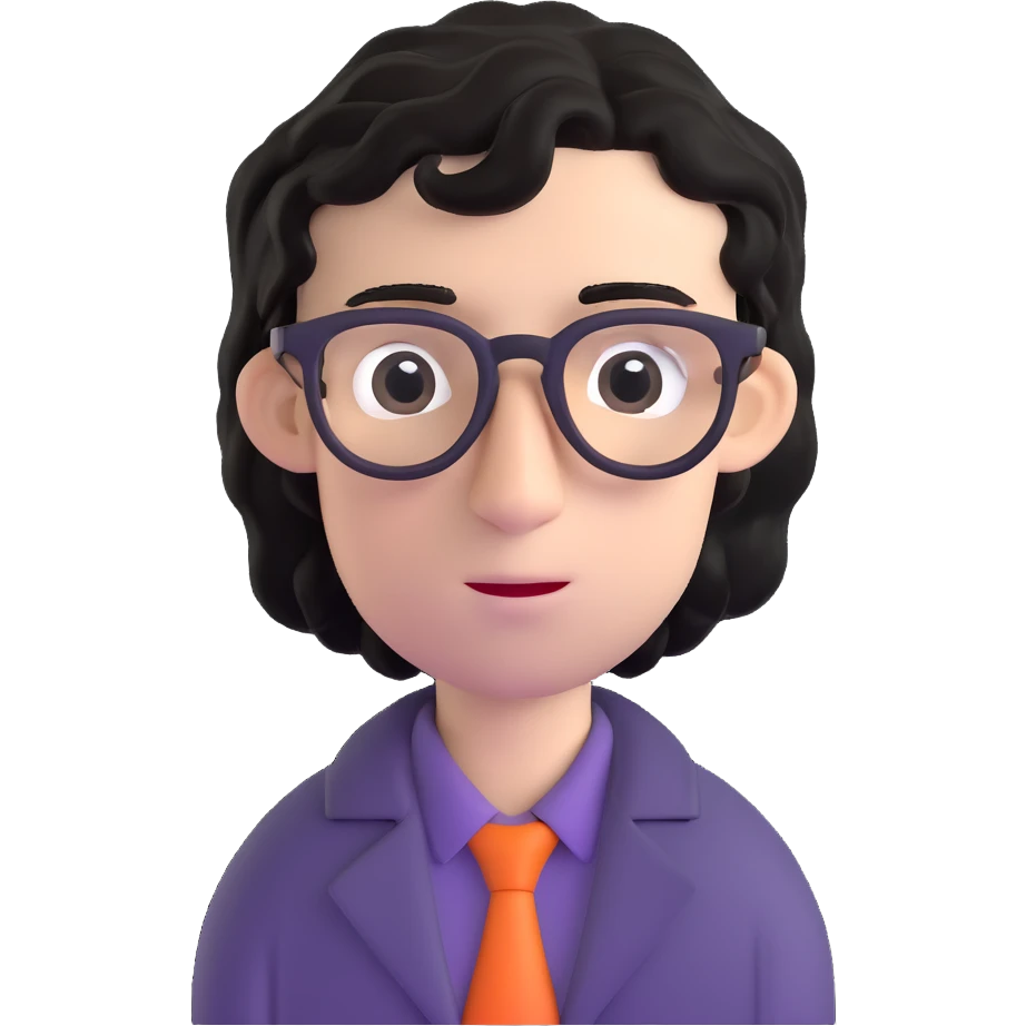 skinny white boy with wavy black hair, big nose, black glasses emoji
