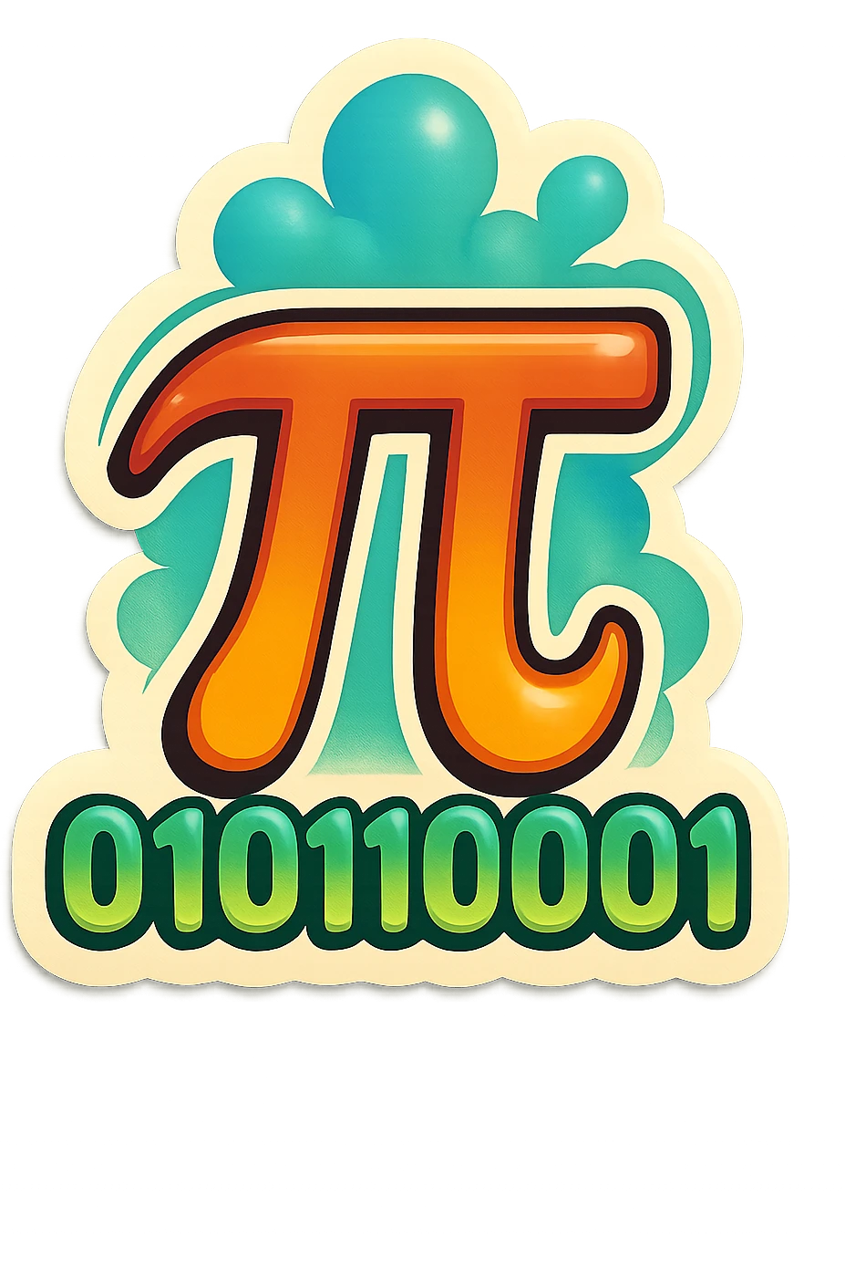  combine the π (pi) math symbol, binary code, and digital mist emerging from it. emoji