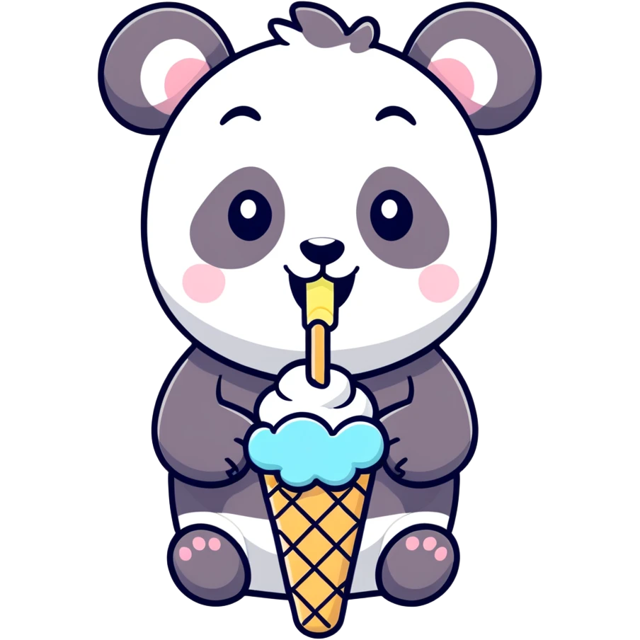 Panda eating ice cream emoji