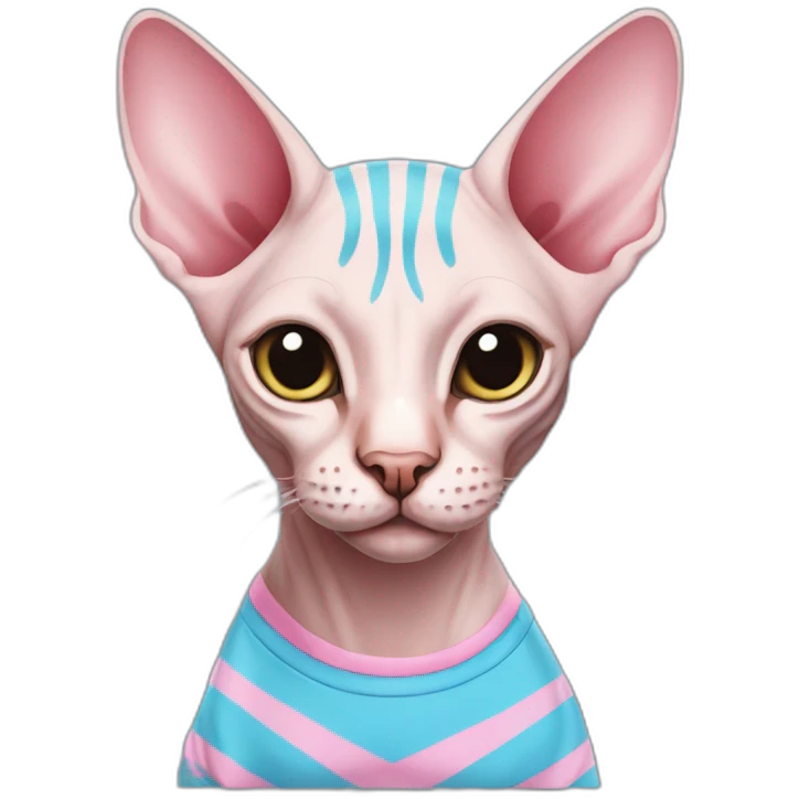 sphynx cat in striped blue and pink tshirt emoji