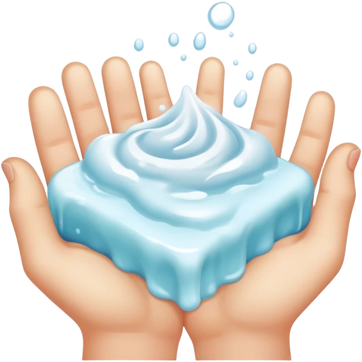 Closeup dainty hands soapy emoji