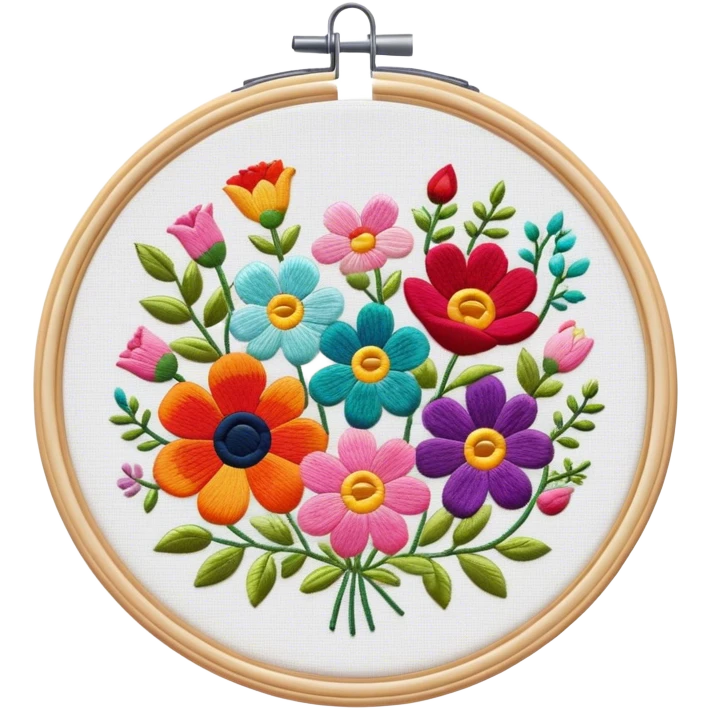 Embroidery hoop with flowers emoji