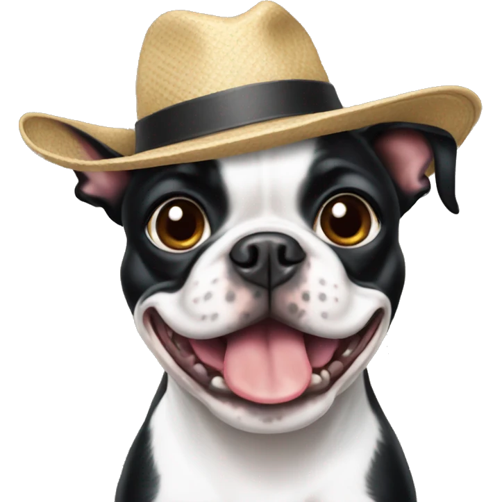 Boston terrier wearing a hat emoji