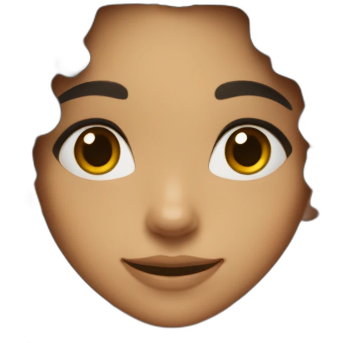 A Brunt girl with a wavy black hair and the brown eyes smiling emoji