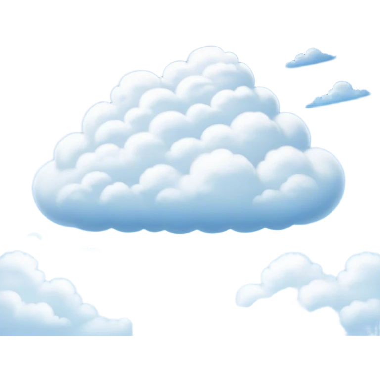 Cinematic Realistic Clouds Emoji, Fluffy and soft, with gentle, swirling white clouds floating effortlessly in a deep blue sky. The clouds drift lazily across the horizon, casting shadows and playing with the light in a peaceful and dreamy way. Soft glowing outline, capturing the essence of calm, serenity, and endless sky in a dreamy cloudscape! emoji