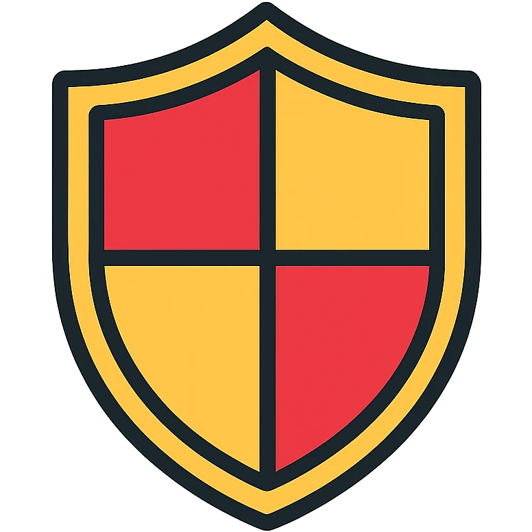 shield icon, lineal color icon with black outlines, simple and bold, modern, no text emoji