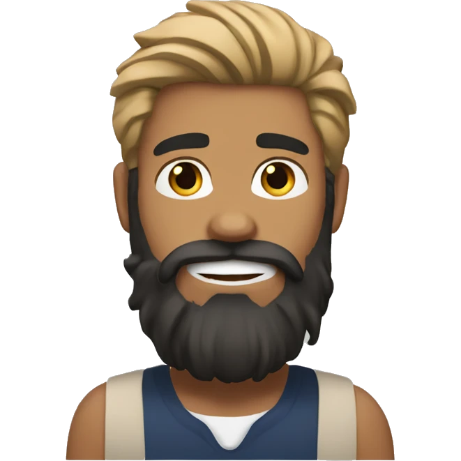 White man with black hair and beard with tan Maine coon cat emoji