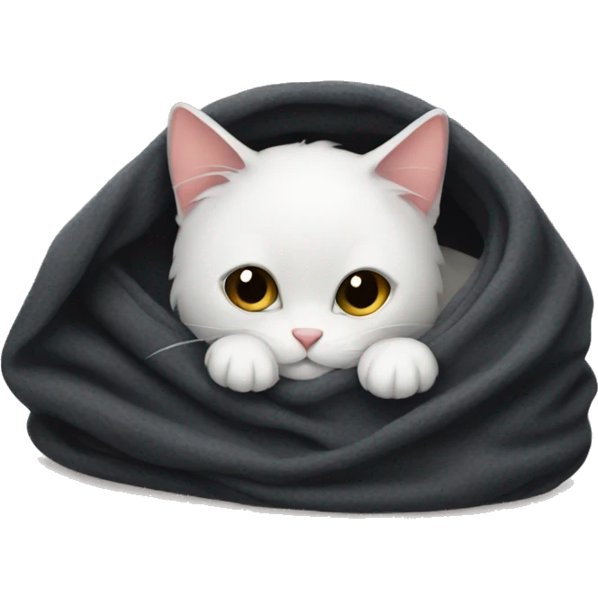 Black cat cozy in a blanket emoji