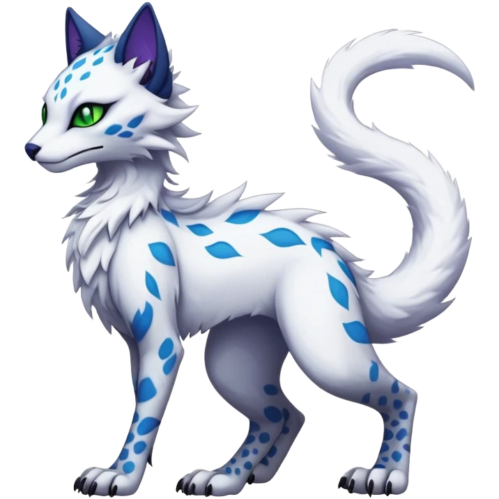 Kawaii dark edgy fantasy feline-vernid-sergal-fursona animal creature with a tufted tail full body with intricate markings  emoji