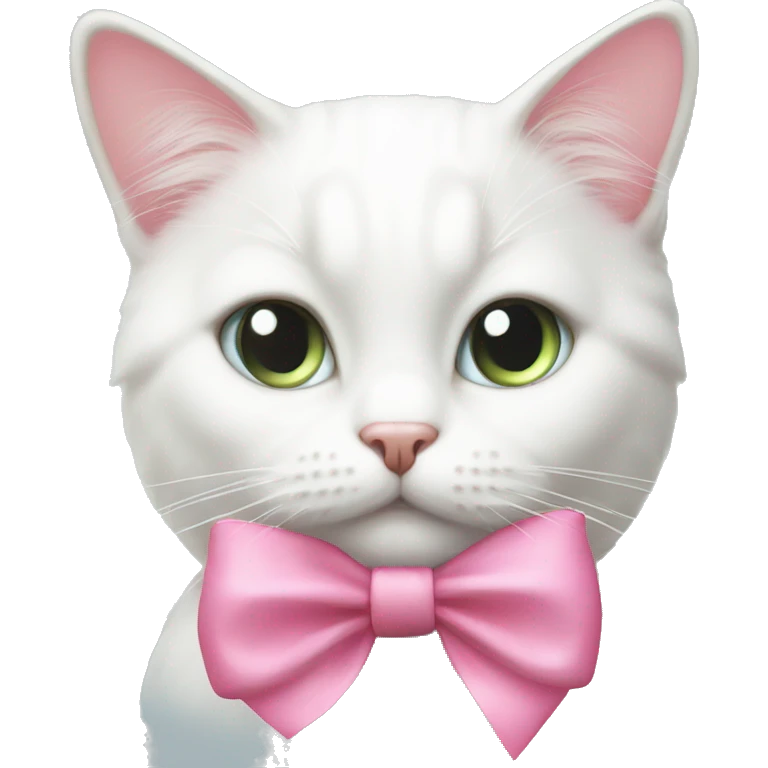 White cat with pink bow  emoji