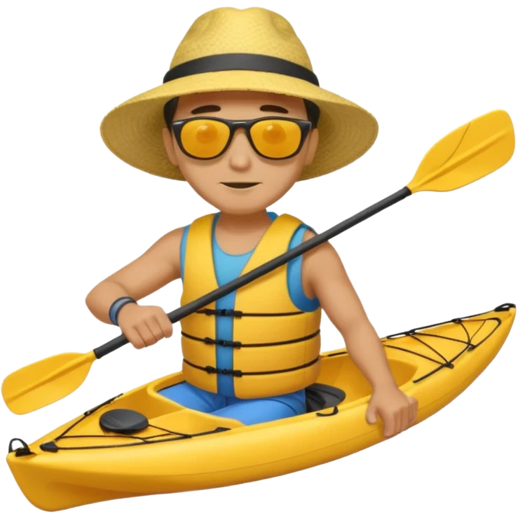 Yellow sea kayak with male paddler emoji