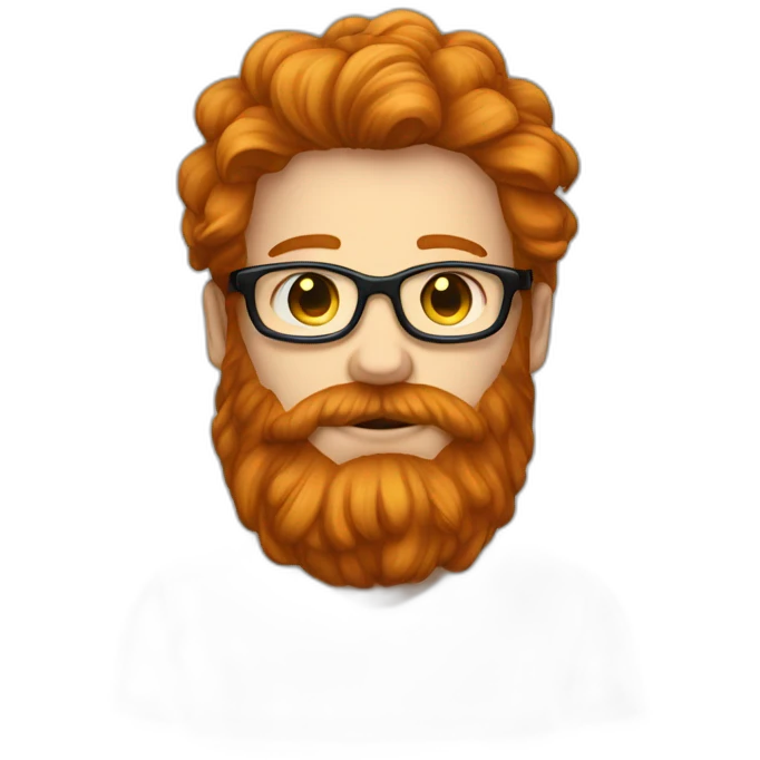 ginger male with beard and glases. long hair and huge beard emoji