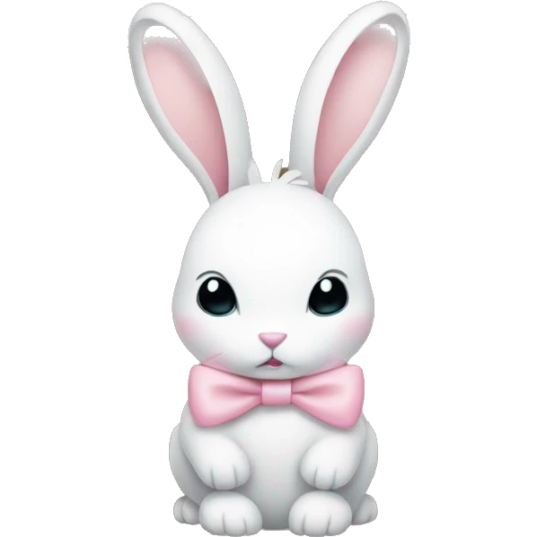 white rabbit with a baby pink bow  emoji