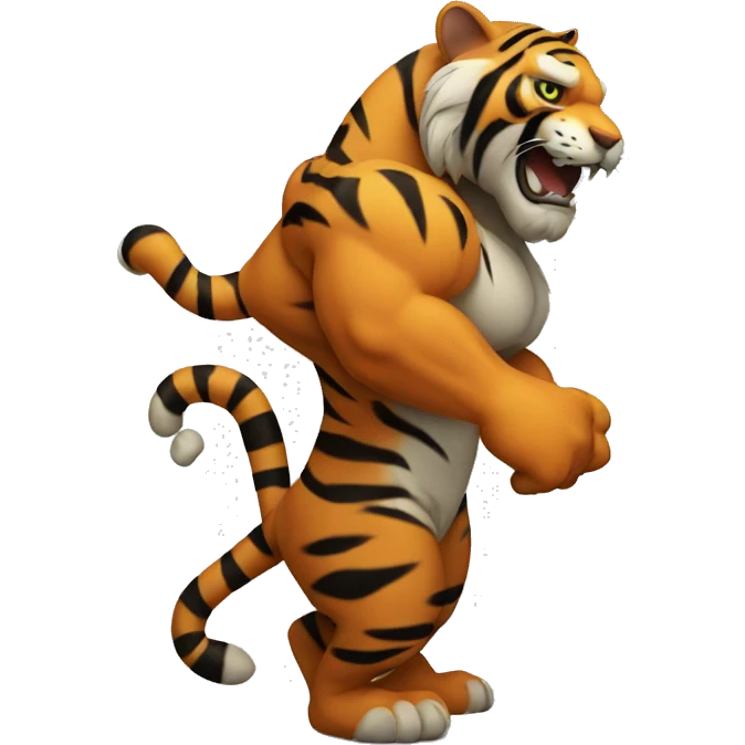 A tiger with muscles and black hop die emoji