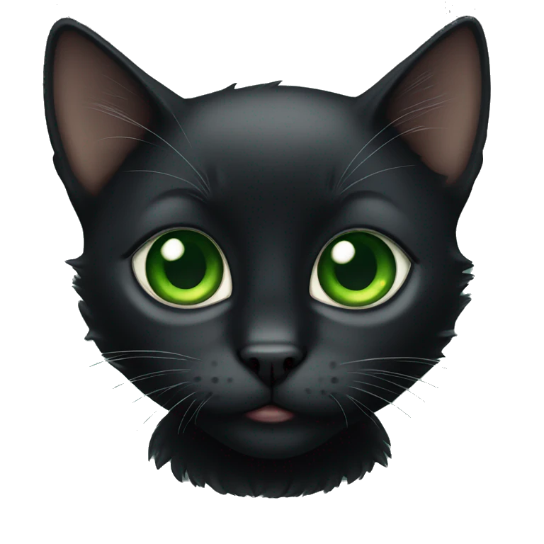 Black kitten with green eyes emoji