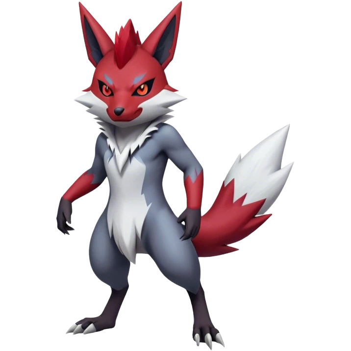 Edgy Cool Beautiful Zangoose-Zoroark, full body emoji