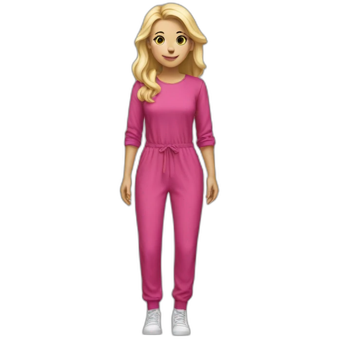 Woman blond hair dark pink full body jumpsuit emoji