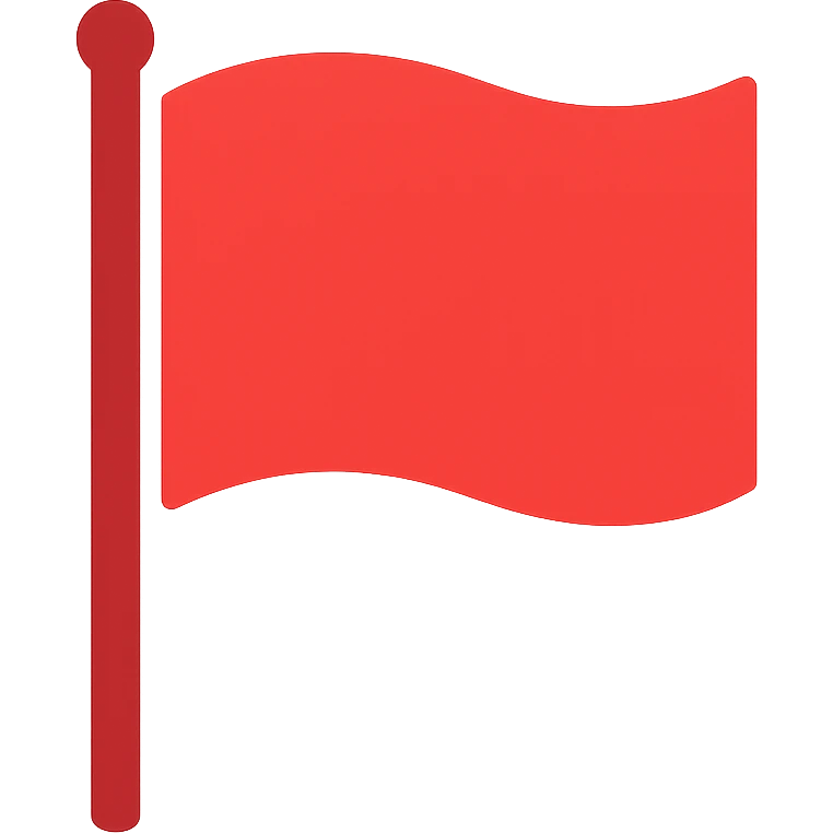 red flag on a pole, flat design, no text emoji