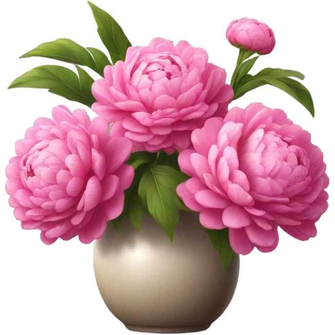 Realistic Bright pink pions in vase emoji