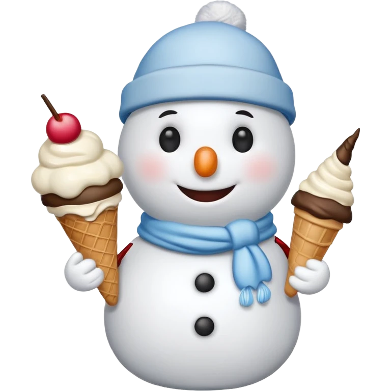 snowmen wearing cap with ice cream emoji