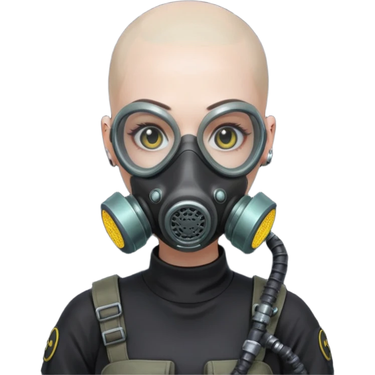 cyberpunk gasmask girl programmer buzzcut bald emoji