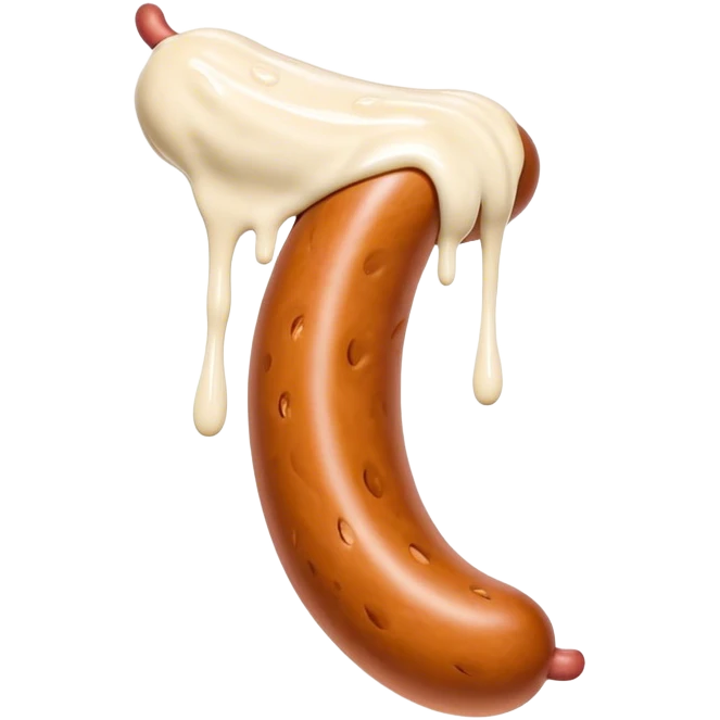A sausage with white sauce coming from it emoji