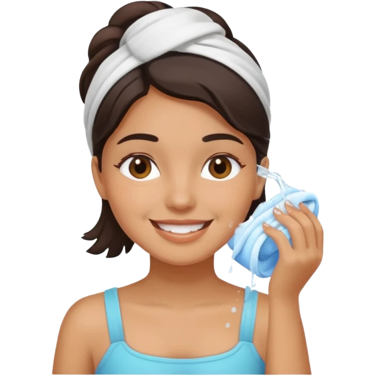 latin girl smiling while washing her face skincare emoji