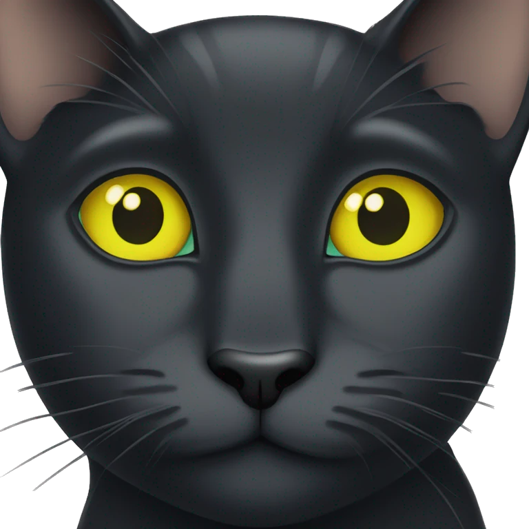 Black cat with yellow speck and green eyes  emoji
