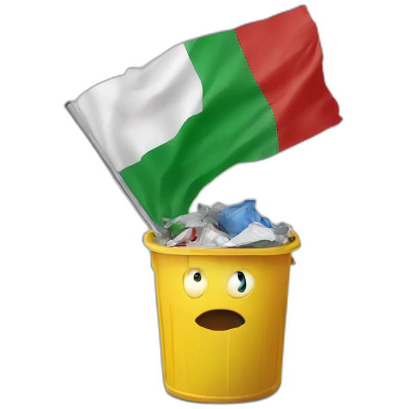 Italian flag in the trash emoji